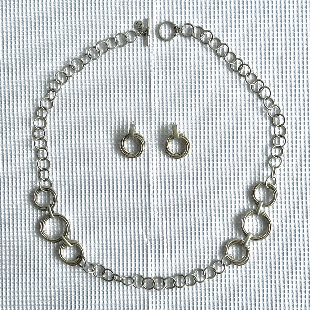 Jones New York / Brushed Metal Necklace & Earrings